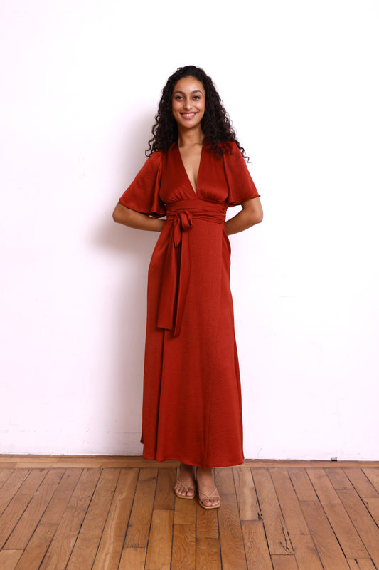 Robe EMMA satin terracotta