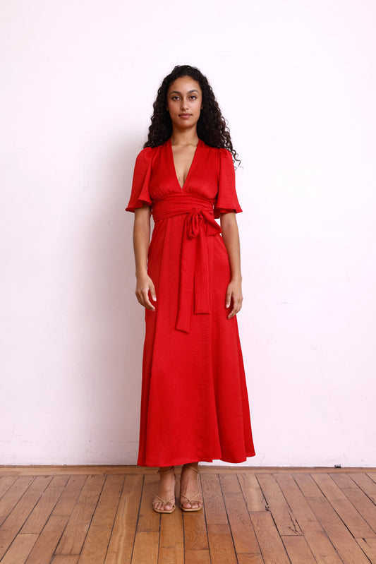 Robe EMMA satin rouge